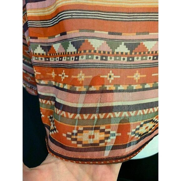 Millau Red Orange Ivory Short Sleeve Crop Top - Picture 3 of 8